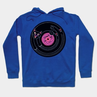 CAT SCRATCH / VINYL RECORD (navy and purple) Hoodie